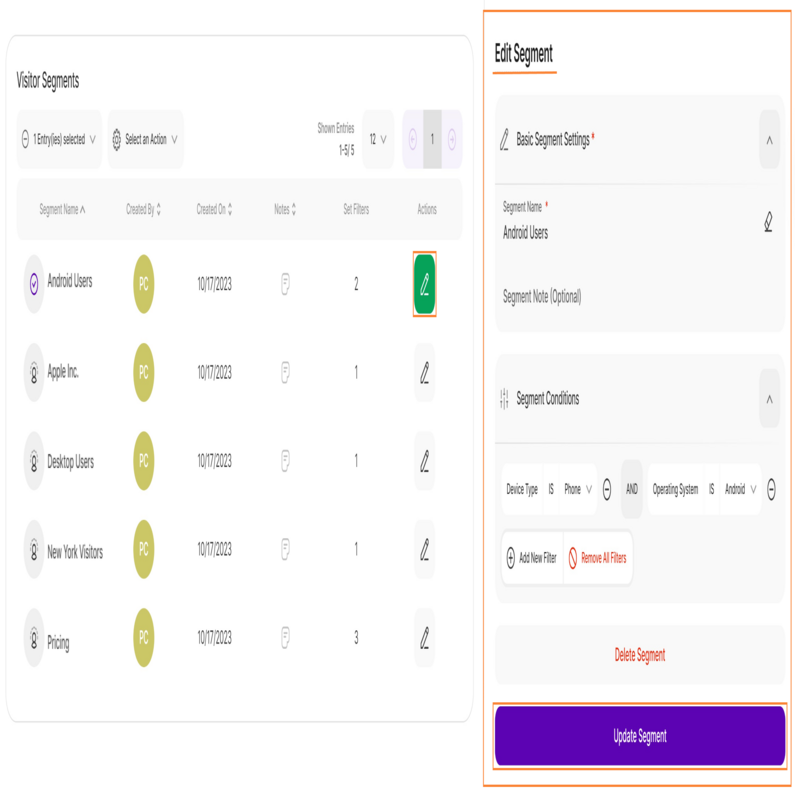 Visitor Segments - How to Edit or Delete