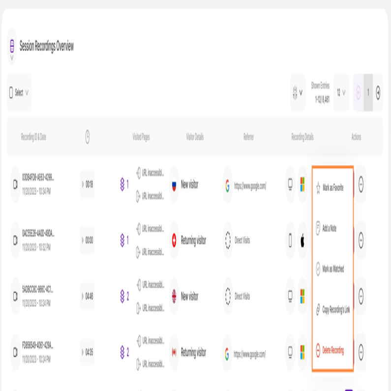 Managing your Session Recordings