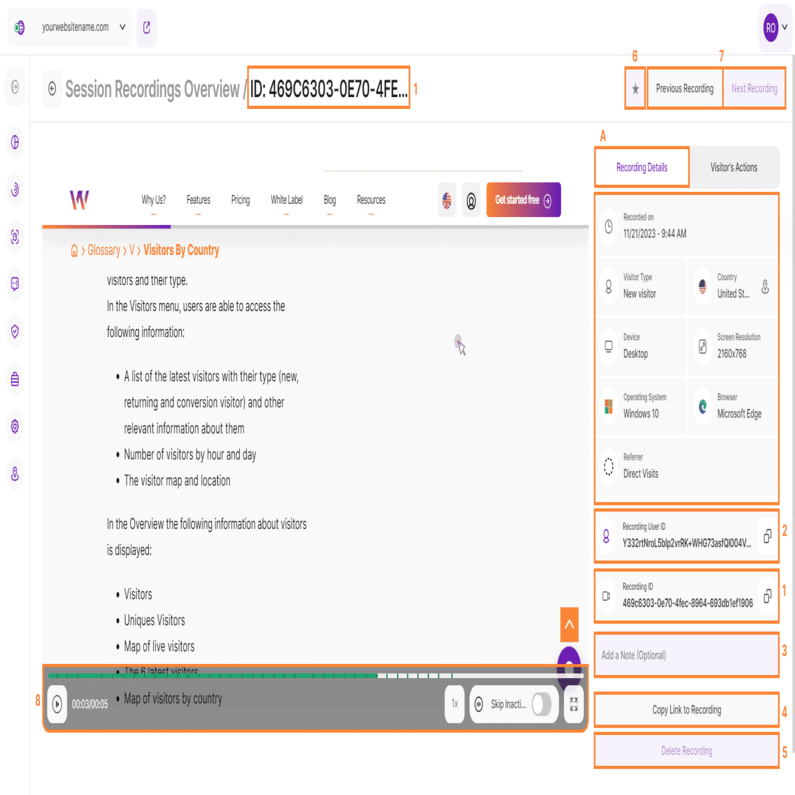 Recording Details of a Session Recording