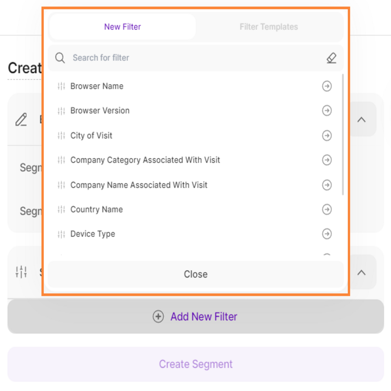 Visitor Segments - Filters